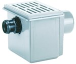 Wpust piwniczny DN110 z odejściem poziomym, z dopływem DN75, kratką z tworzywa sztucznego 155x225mm i koszem na zanieczyszczenia