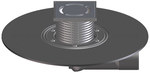 Wpust stropowy DN50/75, nastawny mimośrodowo z kołnierzem bitumicznym d 420mm, zasyfonowaniem, ramą nasadową 123x123mm i kratką ściekową ze stali szlachetnej 115x115mm