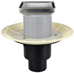 Wpust podłogowy DN50/75/110 pionowy z syfonem i nasadą z ramką do wypłytkowania 132x132mm/ 112x112mm