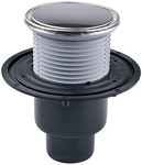 Wpust stropowy DN50/75/110 pionowy z kołnierzem przyłączeniowym, syfonem, nasadą okrągłą z deklem ze stali szlachetnej K3-300 kg