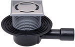 Wpust stropowy DN40/50 z odejściem poziomym, zasyfonowaniem ramą nasadową 12-70mm / 123x123mm i kratką ściekową ze stali szlachetnej 115x115mm