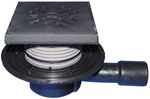 Wpust stropowy DN40/50z odejściem poziomym, zasyfonowaniem PRIMUS, nasadą z tworzywa sztucznego 34 -78mm, ramą 150x150mm i kratką sciekową z żeliwa 137x137mm