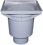 Korpus wpustu podwórzowego Perfekt DN110 z odejściem pionowym, ramą z tworzywa sztucznego 244x244mm