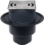 Wpust stropowy DN50/75/110 pionowy, syfon PRIMUS, regulacja zabudowy 8-80mm, rama osadcza ze stali szlachetnej 145x145mm 'Klick-Klack', kratka ściekowa ze stali szlachetnej 138x138mm, zaślepki montażowe