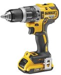 DEWALT Akkumulátorrendszer 18V G2 XR kefe nélküli fúró/csavarozó ütve, 13mm, 2 sebességfokozat, 0-550/0-2000 rpm, 70Nm, 2db Li-Ion 2,0 Ah akkumulátor, XR többfeszültségű töltő, TSTAK tok