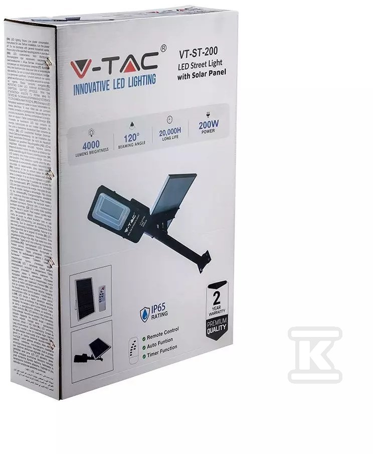 Solar road luminaire V-TAC 50W LED IP65 - 95509