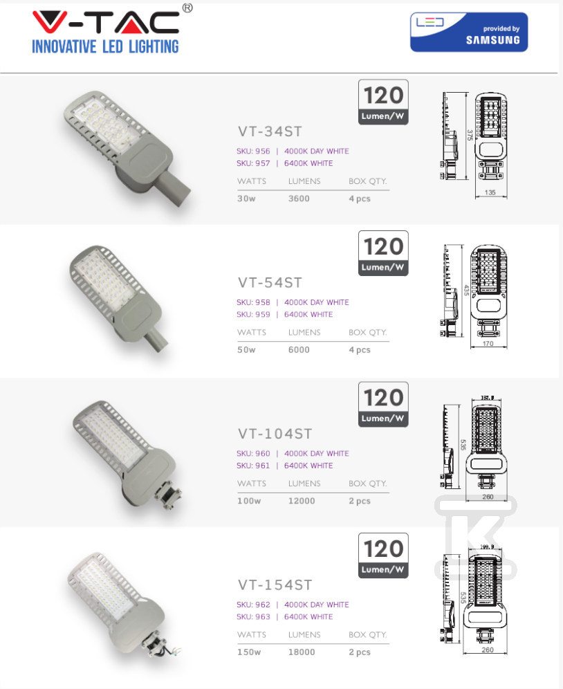 LED-Straßenleuchte V-TAC SAMSUNG CHIP - 21960