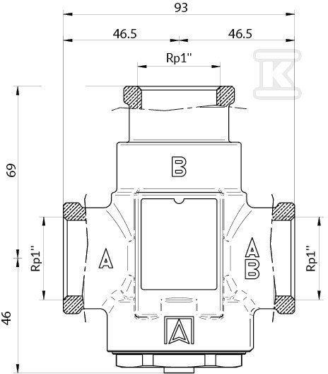 Temperaturventil ATV 333, DN25, Rp1", - 1633310