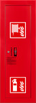 Idrante DN25 incassato laterale, destro, con alloggiamento per estintore, tubo flessibile semirigido da 30m, chiusura a baionetta, colore rosso RAL3000