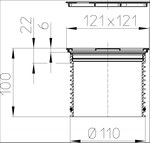Nasada wpustu stropowego pasująca do wpustów serii HL80-510 z ramą ze stali szlachetnej 121x121mm i kratką ściekową ze stali szlachetnej 115x115mm