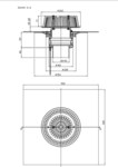 Wpust dachowy awaryjny grawitacyjny DN110 pionowy, podgrzewany na 230V z przelewem o regulowanej wysokości 28-68mm i kołnierzem bitumicznym