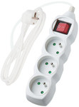 Extension cord with switch, 3 sockets, white, 1.5 m ONNLINE