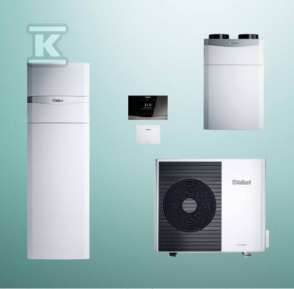 Pompă de căldură aer Vaillant split VWL 35/5AS - 3,6 kW, trifazat, 400 V, unitate de încălzire uniTOWER VWL 58/5IS, recuperator VAR 260/4, controler sensoCOMFORT 720 0010044165