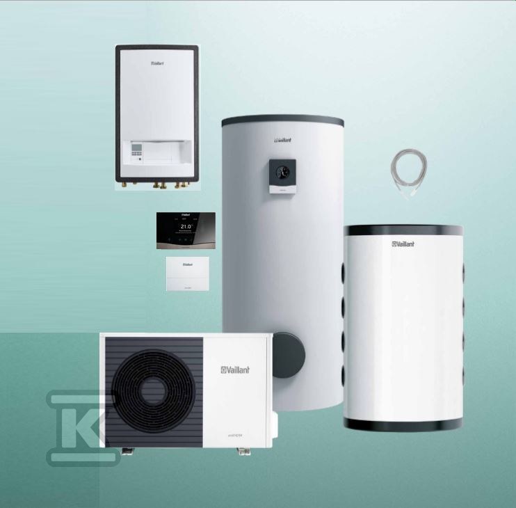 Vaillant VWL 55/5AS Split-Luft-Wärmepumpe – 4,9 kW, 3-phasig, 400 V, Wandmodul VWL 57/5IS, Speicher VIH RW 300/3BR, Puffer VPRW 45/2B, Regler sensoCOMFORT 720 0010044260