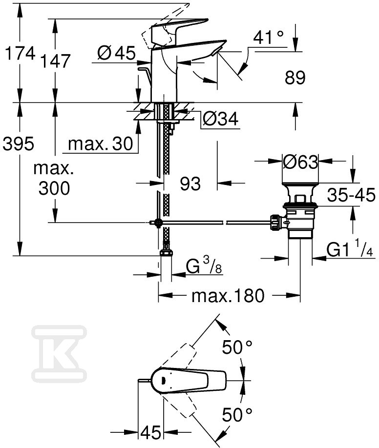 Baterie lavoar Grohe BauEdge DN 15, - 23328001