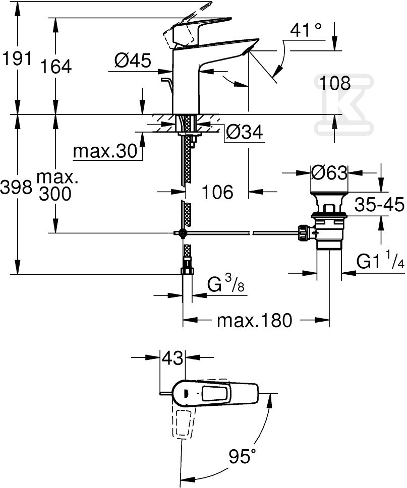 Bateria umywalkowa Grohe BauLoop, DN - 23887001