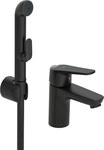 Vega, washbasin mixer with eco button, Bidetta handle, reach 107 mm, matt black