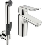 Care, basin mixer with Bidetta handle, long lever, 114 mm reach