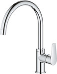 BauEdge Single lever sink mixer, chrome, 360 ° spout swivel angle, separate water channels, 28 mm ceramic head