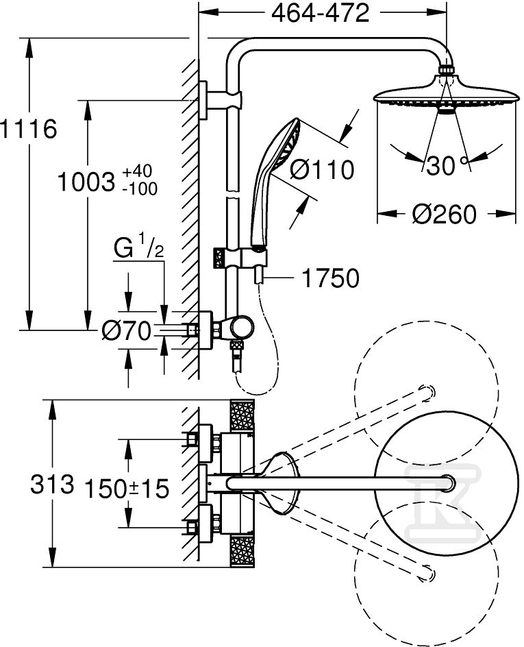 Euphoria System 260 Shower system with - 27296003