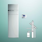 VSC boiler package 206/4-5 150 ecoCOMPACT (with built-in stratified storage tank) with VRC 700 system controller. SPS for shaft