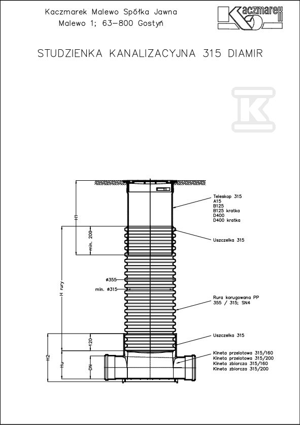 Cămin fontă dn 315mm, clasa A15=1.5t - 2901131100