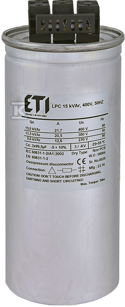 Condensator LPC 15kVAr, 400V, 50HZ - 004656752