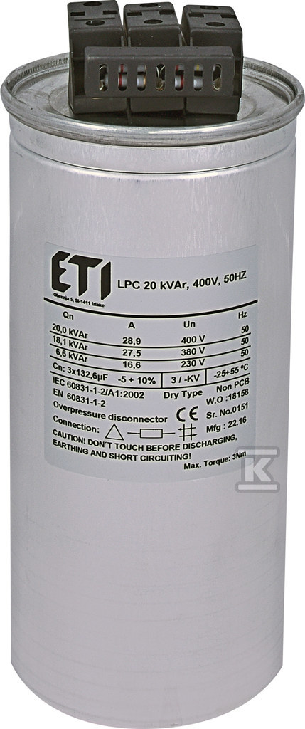 LPC 20kVAr, 400V, 50HZ Capacitor - 004656753