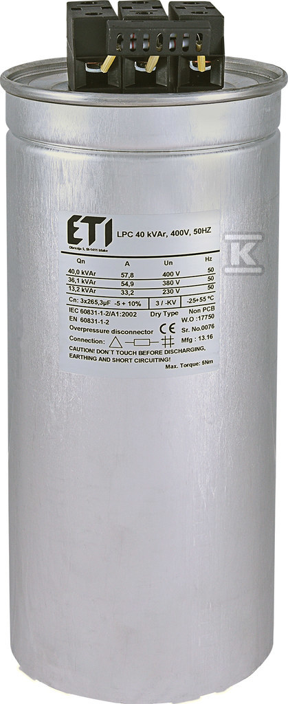 Condensator LPC 40kVAr, 400V, 50HZ - 004656756