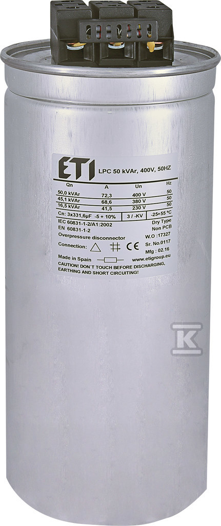 LPC 50kVAr, 400V, 50HZ Capacitor - 004656757