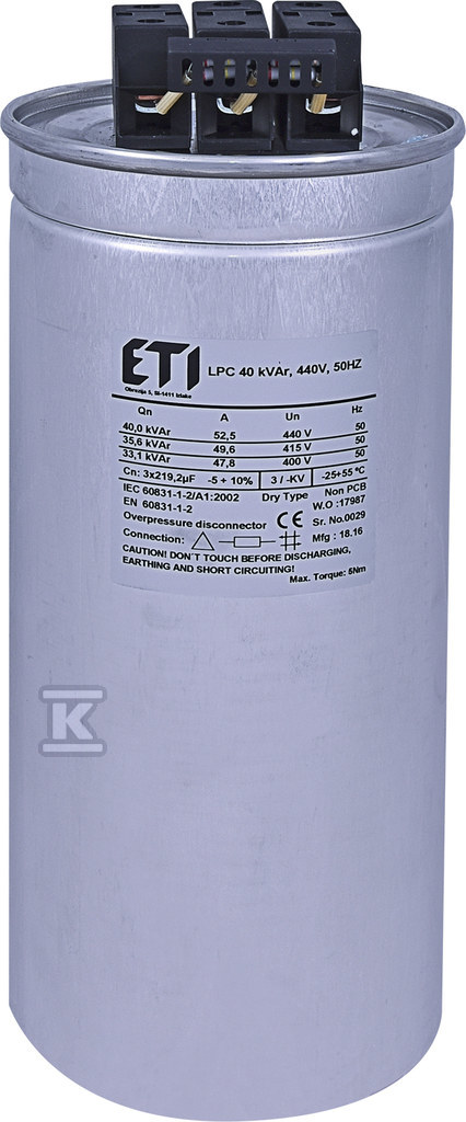 LPC 40kVAr, 440V, 50HZ Capacitor - 004656766