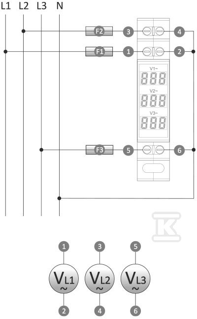 Modulární indikátor napětí - 3 fázový - WNC-3