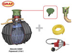 Sada na dažďovú vodu GARDEN KOMFORT 2700L=podzemná nádrž CARAT 2700L s MAX predĺžením dn110+filtr vnútorná+plniaci kľud+sifón+teleskopické veko D600, pešia premávka, so zásuvkou pre hadicový prípojný ventil+savná hadica spätná s plavákom s plavákom pripojenie čerpadla k odbernému miestu + odbernému miestu 2 rýchlospojkami s uzatváracími ventilmi