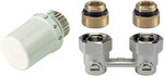 Kit for bottom feed radiators: Thera 6 T3019 head + double, angular, 2-pipe valve. shut off, 1/2" V2495EY015A