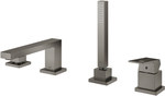 Bateria wannowa Grohe EuroCube 4-otworowa, jednouchwytowa, brushed hard graphite, montaż na brzegu wanny, głowica Ceramiczna 46 mm, przepływ w słuchawce - 6,6 l/min., metalowa dźwignia