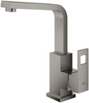 Eurocube Single lever basin mixer, Size L, brushed hard graphite, 28 mm ceramic head, waste set with rod