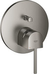 GROHE Plus Single lever mixer for operating two water outlets, brushed hard graphite, flush-mounted wall mounting, 46 mm ceramic head, metal rosette, metal lever