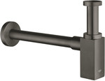 Drain siphon for washbasin, brushed hard graphite