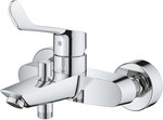 Eurosmart Single lever bath mixer, chrome, surface-mounted wall installation, 35 mm ceramic head, adjustable flow limiter, temperature limiter, long lever