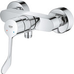 Eurosmart Single lever shower mixer, chrome, exposed wall mounting, 35 mm ceramic head, temperature limiter, adjustable flow limiter, long lever