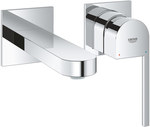 Bateria umywalkowa Grohe Plus 2-otworowa, jednouchwytowa, rozmiar M, chrom, ogranicznik przepływu 5,7 l/min., wylewka 147 mm, montaż ścienny