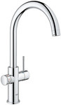 System gotujący wodę Grohe Red Duo kuchenny, chrom, bateria i bojler 7 l, dostęp do wody zwykłej i wrzątku, głowica Ceramiczna 28 mm, blokada bezpieczeństwa, kąt obrotu wylewki typu C 150° filtr w zestawie