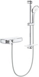 Grohtherm SmartControl Thermostatic shower mixer, chrome, exposed wall mounting, safety lock, SmartControl switch, knurled handles, EasyReach shelf, with shower kit, 600 mm rail