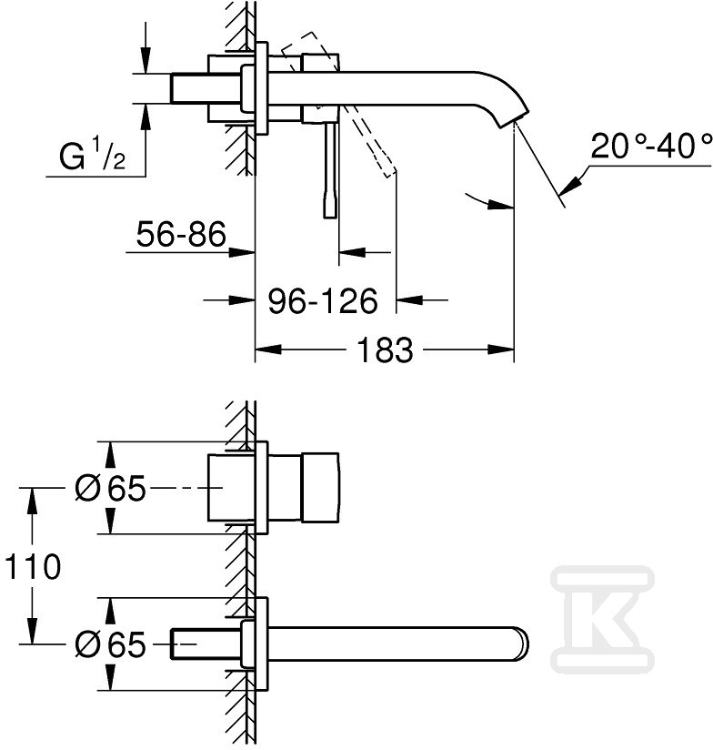 Essence 2-hole single lever basin mixer - 19408DL1