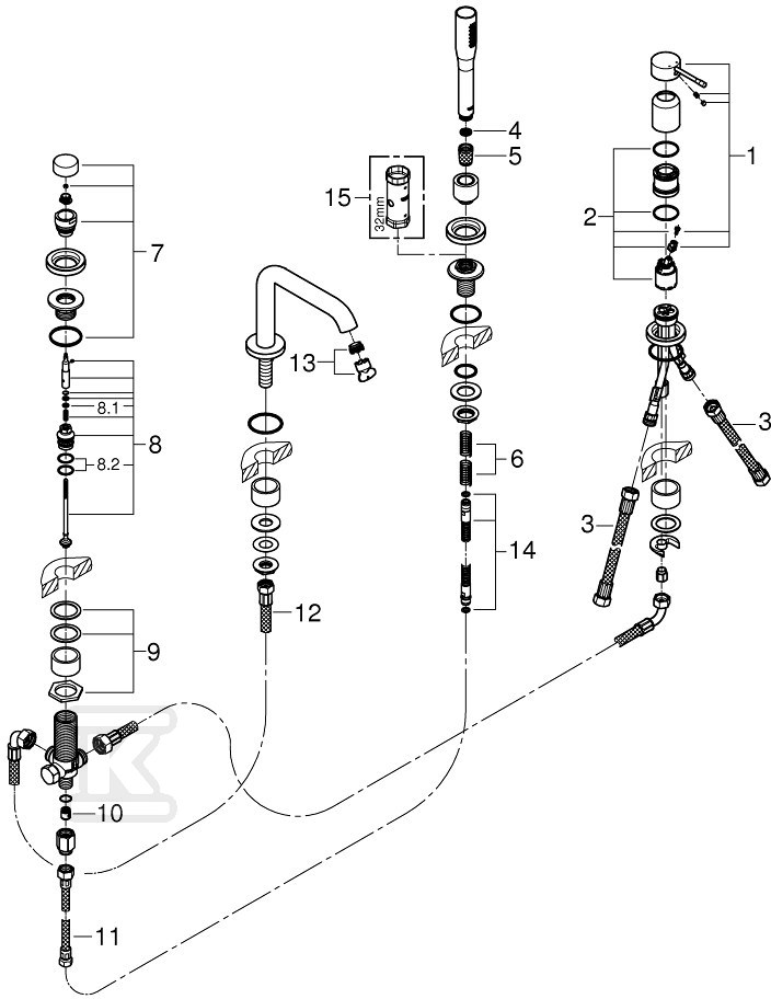 Essence 4-hole single lever bath mixer, - 19578A01