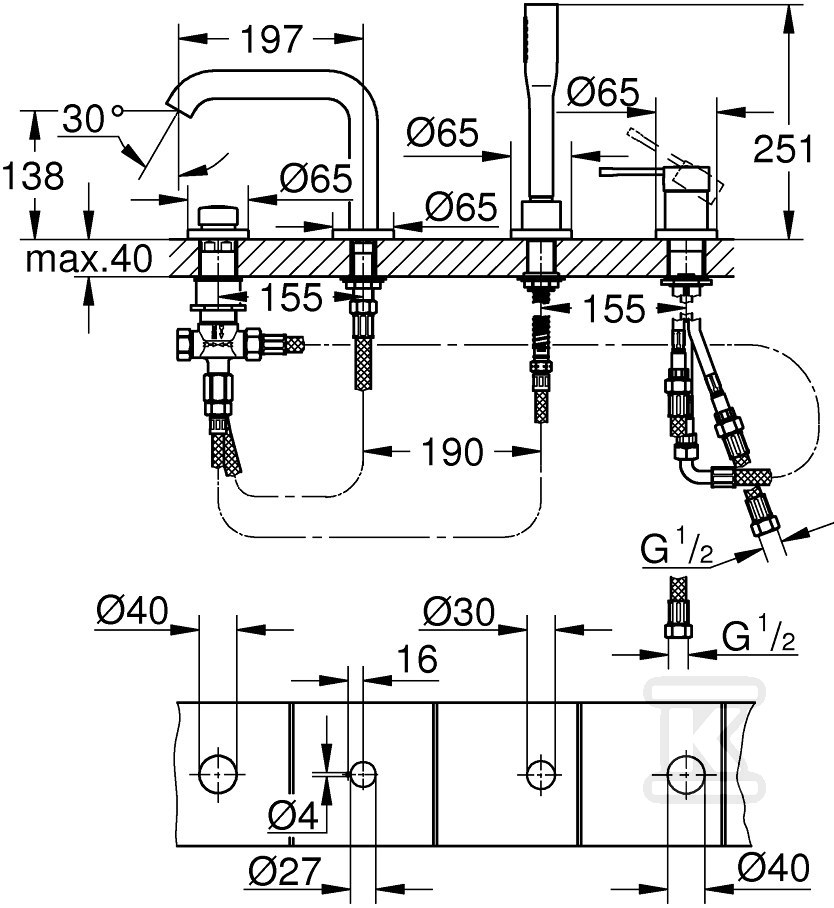 Bateria wannowa Grohe Essence - 19578AL1