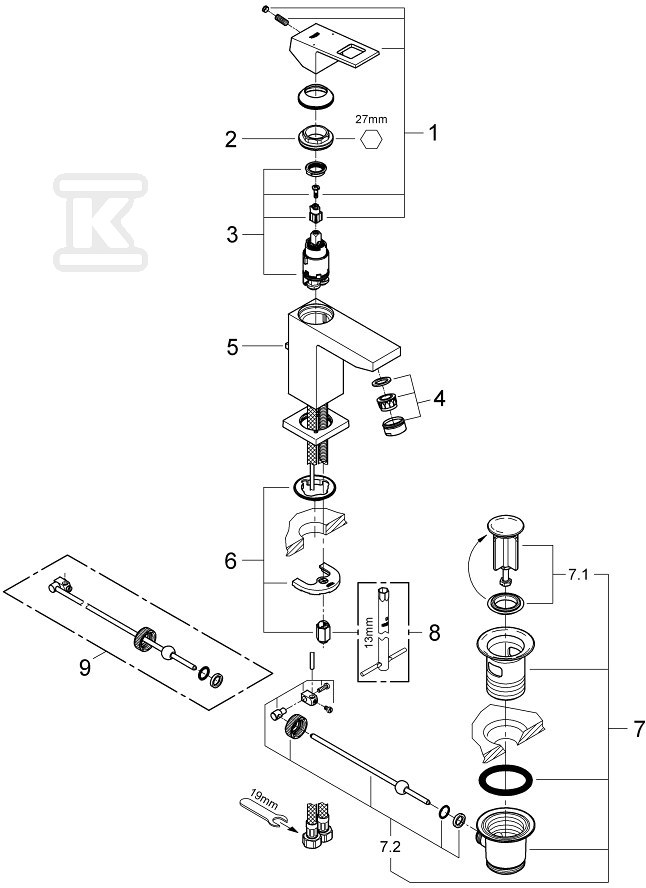 Bateria umywalkowa Grohe EuroCube - 23127AL0