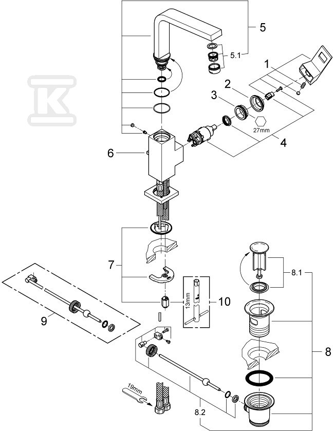 Bateria umywalkowa Grohe EuroCube - 23135AL0