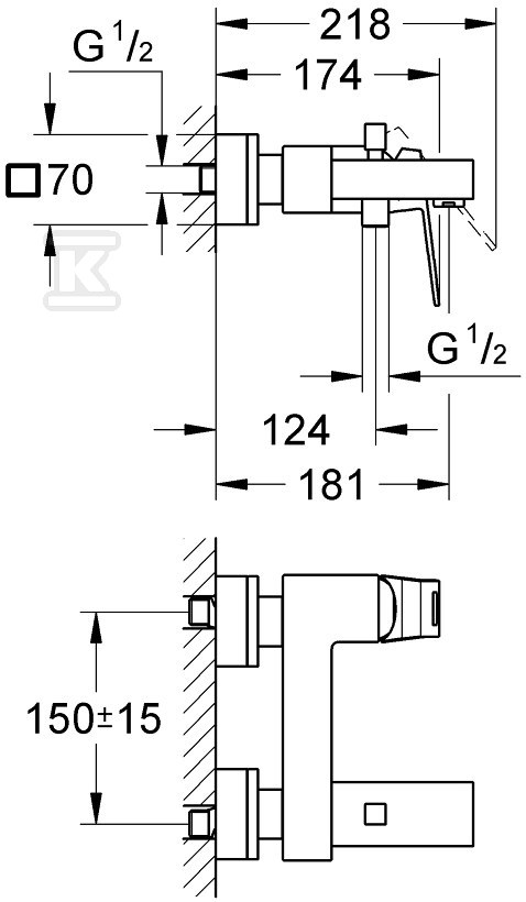 Bateria wannowa Grohe EuroCube - 23140AL0