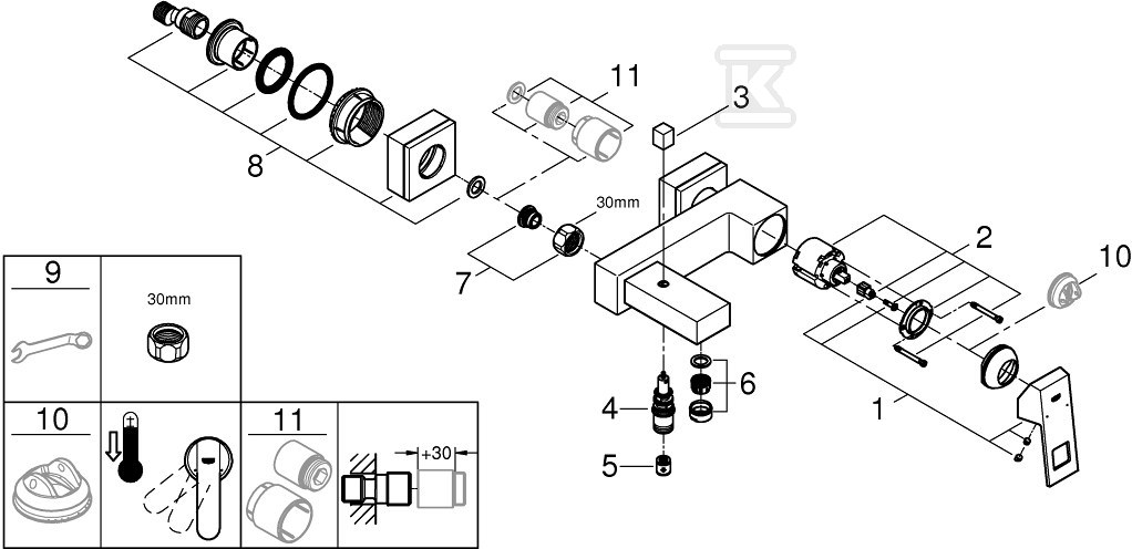 Bateria wannowa Grohe EuroCube - 23140AL0